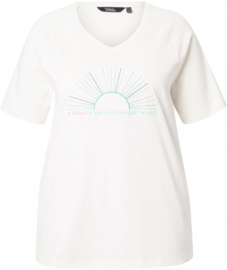 Ulla Popken Embroidered Sunrise Lettering Tee Off-White - Potlačené tričká pre ženy - 