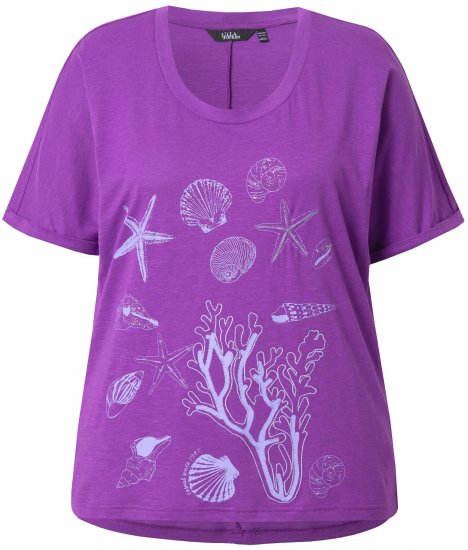 Ulla Popken Marine Print Short Sleeve Tee Purple - Potlačené tričká pre ženy - 