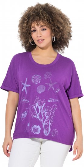 Ulla Popken Marine Print Short Sleeve Tee Purple - Potlačené tričká pre ženy - 