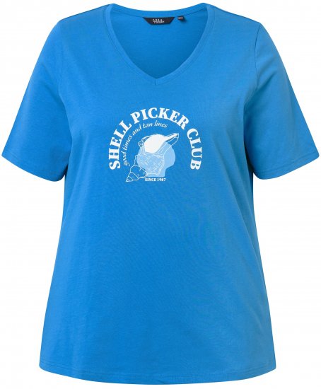 Ulla Popken Shell Picker Club Short Sleeve Graphic Tee Teal Blue - DÁMSKE OBLEČENIE 40-66 - 