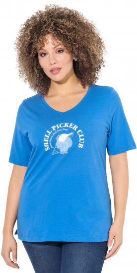 Ulla Popken Shell Picker Club Short Sleeve Graphic Tee Teal Blue - DÁMSKE OBLEČENIE 40-66 - 