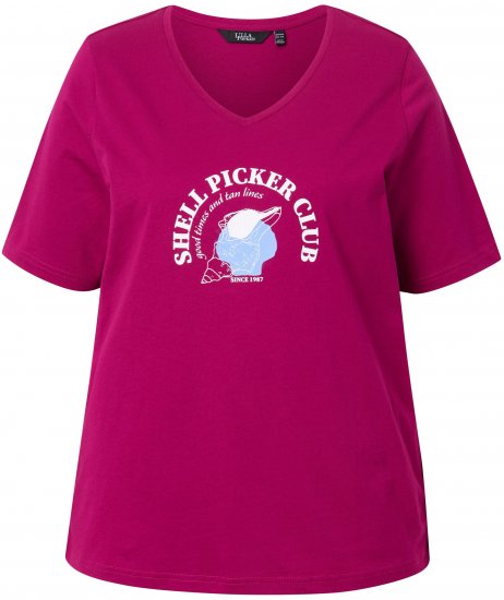 Ulla Popken Shell Picker Club Short Sleeve Graphic Tee Magnolia Red - Potlačené tričká pre ženy - 