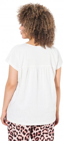 Ulla Popken Free Spirit Butterfly Cap Sleeve Graphic Tee Off-White - Potlačené tričká pre ženy - 