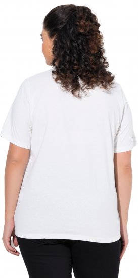 Ulla Popken Flamingo Short Sleeve Graphic Tee Off-White - Potlačené tričká pre ženy - 