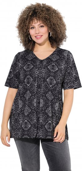 Ulla Popken Snake Print V-Neck Tee Graphite Grey - Potlačené tričká pre ženy - 
