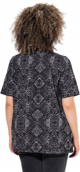 Ulla Popken Snake Print V-Neck Tee Graphite Grey - Potlačené tričká pre ženy - 