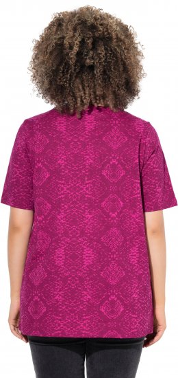 Ulla Popken Snake Print V-Neck Tee Magnolia Red - Potlačené tričká pre ženy - 