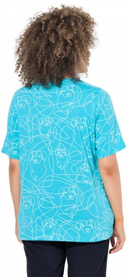 Ulla Popken Abstract Animal Print Short Sleeve Tee Deep Aqua - Potlačené tričká pre ženy - 