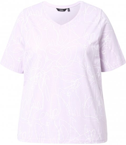 Ulla Popken Abstract Animal Print Short Sleeve Tee Lavender - Potlačené tričká pre ženy - 
