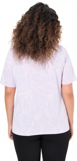 Ulla Popken Abstract Animal Print Short Sleeve Tee Lavender - Potlačené tričká pre ženy - 