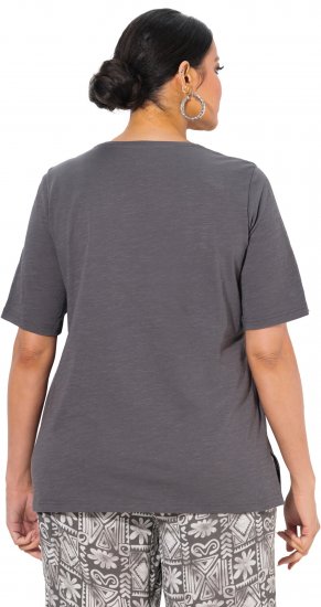 Ulla Popken Cactus Short Sleeve Graphic Tee Graphite Grey - Potlačené tričká pre ženy - 