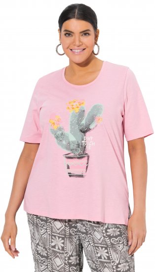 Ulla Popken Cactus Short Sleeve Graphic Tee Pink - Potlačené tričká pre ženy - 