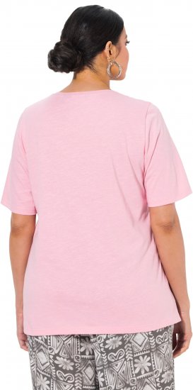 Ulla Popken Cactus Short Sleeve Graphic Tee Pink - Potlačené tričká pre ženy - 