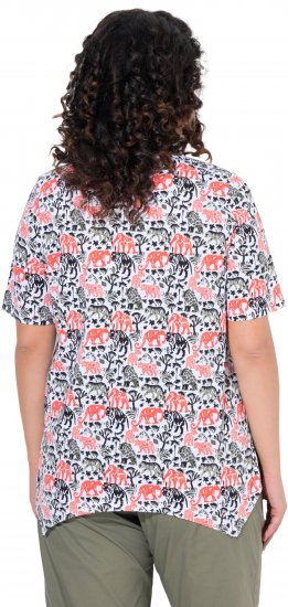 Ulla Popken Half-sleeve A-line V-neck Pointed Hem Animal Pattern T-shirt Snow White - Potlačené tričká pre ženy - 