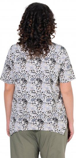 Ulla Popken Half-sleeve A-line V-neck Pointed Hem Animal Pattern T-shirt Moss - Potlačené tričká pre ženy - 