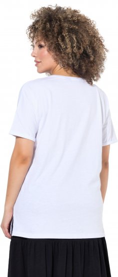 Ulla Popken Bow Short Sleeve Graphic Tee Snow White - Potlačené tričká pre ženy - 