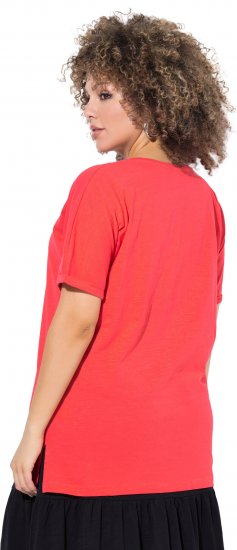 Ulla Popken Bow Short Sleeve Graphic Tee Light Red - Potlačené tričká pre ženy - 