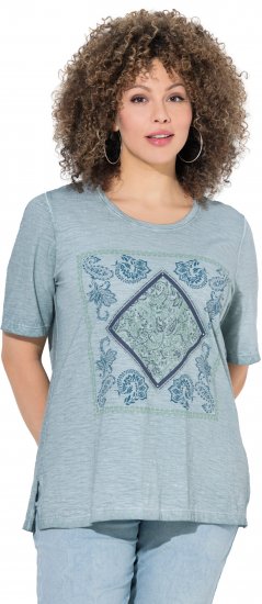 Ulla Popken Paisley Short Sleeve Graphic Tee Light Moss Green - Potlačené tričká pre ženy - 