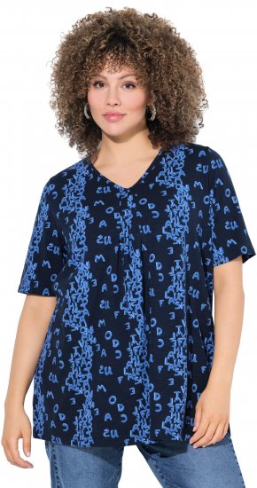 Ulla Popken Letter Print Short Sleeve Tee Navy - Potlačené tričká pre ženy - 