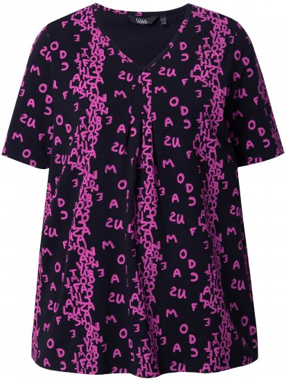 Ulla Popken Letter Print Short Sleeve Tee Magnolia Red - Potlačené tričká pre ženy - 