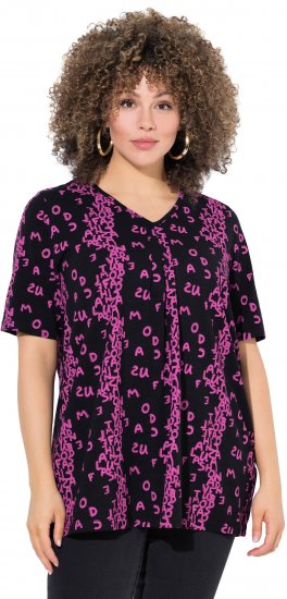 Ulla Popken Letter Print Short Sleeve Tee Magnolia Red - Potlačené tričká pre ženy - 