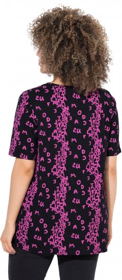 Ulla Popken Letter Print Short Sleeve Tee Magnolia Red - Potlačené tričká pre ženy - 