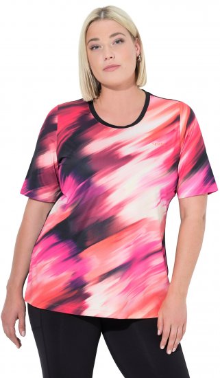 Ulla Popken Cutout Abstract Print Short Sleeve Tee Hibiscus Red - Potlačené tričká pre ženy - 