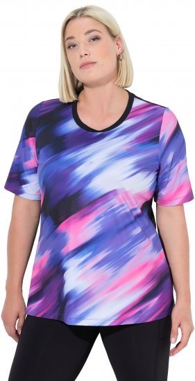 Ulla Popken Cutout Abstract Print Short Sleeve Tee Ink Blue - Potlačené tričká pre ženy - 