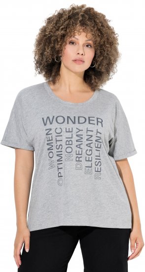 Ulla Popken WONDER Short Sleeve Graphic Tee Light Grey Melange - Potlačené tričká pre ženy - 
