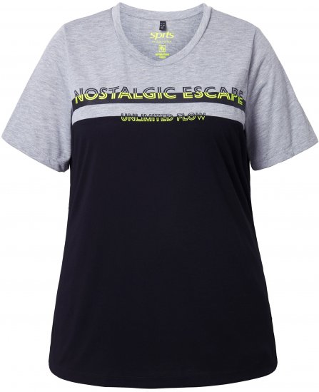 Ulla Popken Nostalgic Escape Performance T-Shirt Black - Potlačené tričká pre ženy - 
