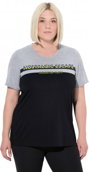 Ulla Popken Nostalgic Escape Performance T-Shirt Black - Potlačené tričká pre ženy - 