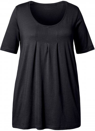 Ulla Popken Essential Front Pleat Tee Black - Tričká - 