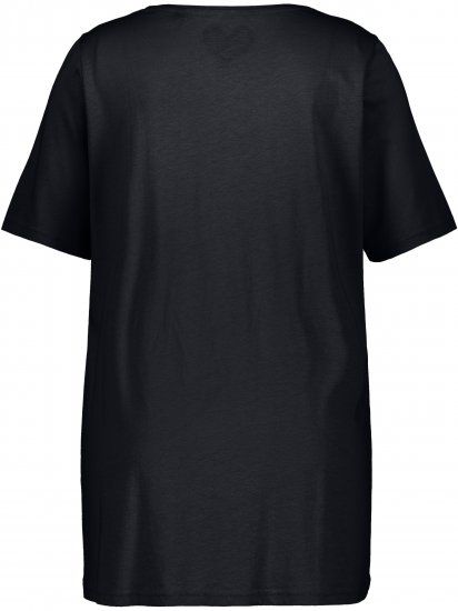 Ulla Popken Essential Front Pleat Tee Black - Tričká - 