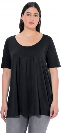 Ulla Popken Essential Front Pleat Tee Black - Tričká - 