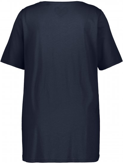 Ulla Popken Essential Front Pleat Tee Navy Blue - Tričká - 