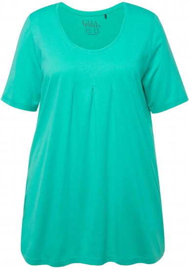 Ulla Popken Essential Front Pleat Tee Turquoise Green - Tričká - 