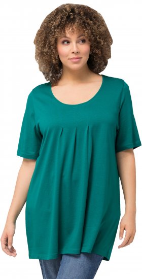 Ulla Popken Essential Front Pleat Tee Dark Emerald - Tričká - 