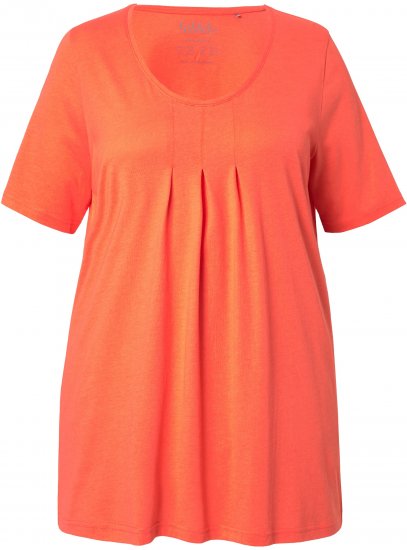 Ulla Popken Essential Front Pleat Tee Pink Coral - Tričká - 