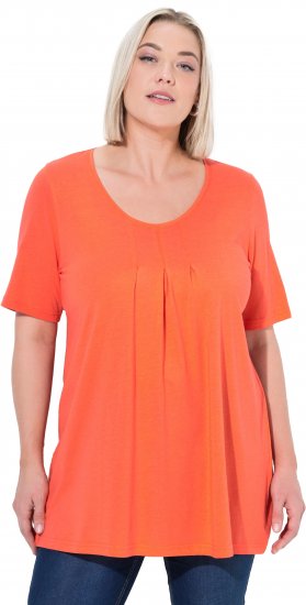 Ulla Popken Essential Front Pleat Tee Pink Coral - Tričká - 