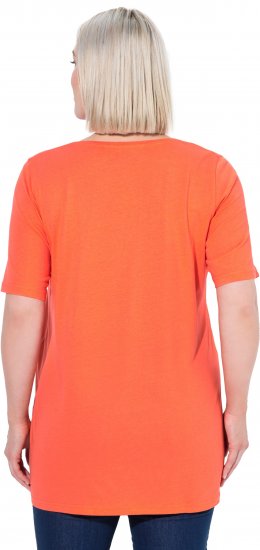 Ulla Popken Essential Front Pleat Tee Pink Coral - Tričká - 