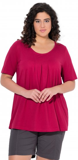 Ulla Popken Essential Front Pleat Tee Dark Raspberry - Tričká - 