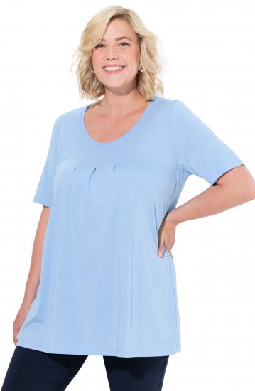 Ulla Popken Essential Front Pleat Tee Light Blue - Tričká - 