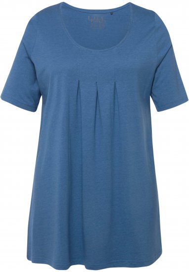Ulla Popken Essential Front Pleat Tee Denim Blue - Tričká - 