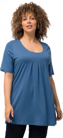 Ulla Popken Essential Front Pleat Tee Denim Blue - Tričká - 