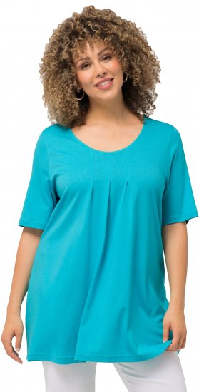 Ulla Popken Essential Front Pleat Tee Deep Aqua - Tričká - 