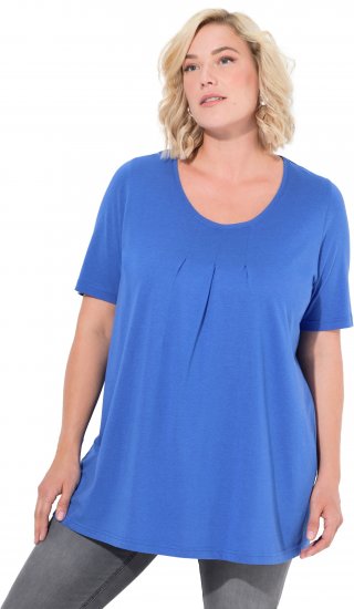 Ulla Popken Essential Front Pleat Tee Peacock Blue - Tričká - 