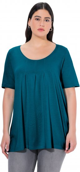 Ulla Popken Essential Front Pleat Tee Cerulean - Tričká - 