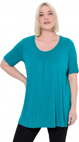 Ulla Popken Essential Front Pleat Tee Teal - Tričká - 