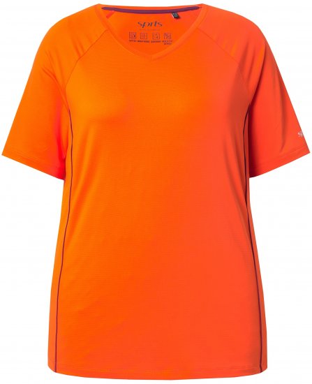 Ulla Popken Piping Accent Functional UVP 50+ Stretch Knit Top Orange Red - Tričká - 