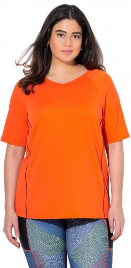 Ulla Popken Piping Accent Functional UVP 50+ Stretch Knit Top Orange Red - Tričká - 